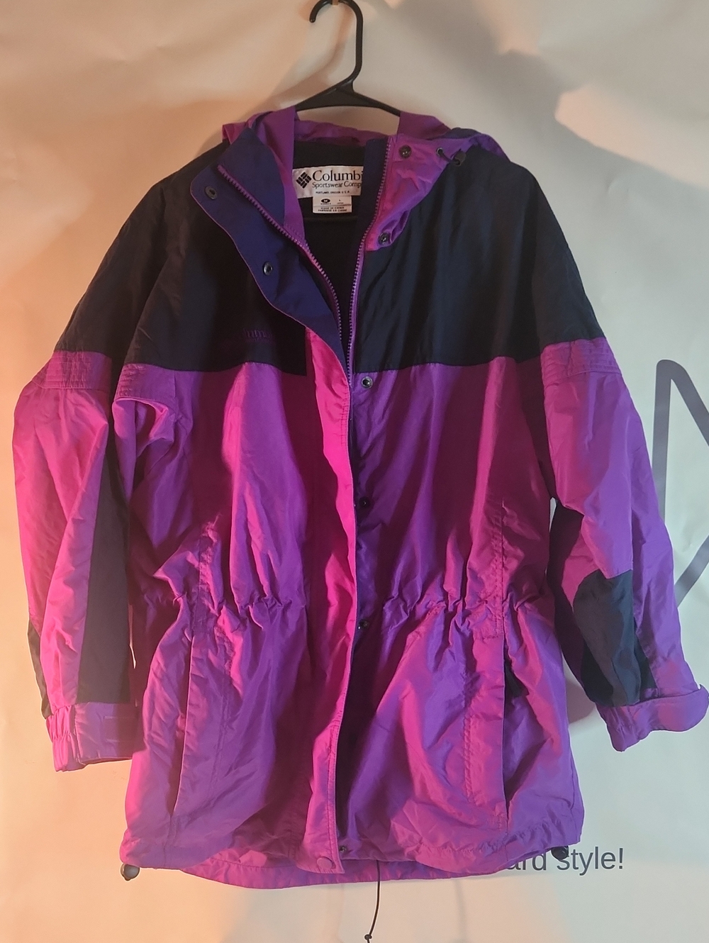 Columbia Purple & Black Hooded Rain Jacket
